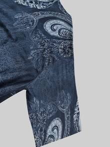Linhara CURVE Fashion Plus Size Women's Vintage Print Long Robe, Loose Fit V-Neck Bohemian Dress, Suitable For Spring, Summer And Autumn - Blue - View 6