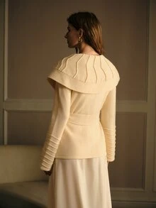 MOTF PREMIUM AUTUMN/WINTER WOMEN'S WHITE CARDIGAN, ELEGANT AND SOPHISTICATED - Apricot - View 4