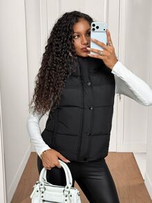 BamGleam Women's Solid Color Casual Versatile Winter Hooded Padded Coat - Black - View 7