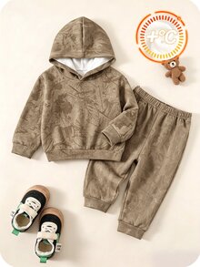 Baby Boys Infant Hooded Sweatshirt & Sweatpants Casual Comfortable Set - Multicolor - View 2