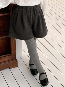 Hapijoa Young Girl) Woolen Autumn/Winter Casual Cute Short Basic Gray Shorts - Grey - View 2