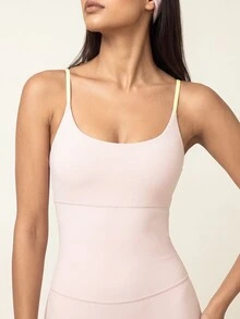 SHEIN BAE Women's Criss-Cross Back Design Spaghetti Strap Sports Jumpsuit - Baby Pink - View 4