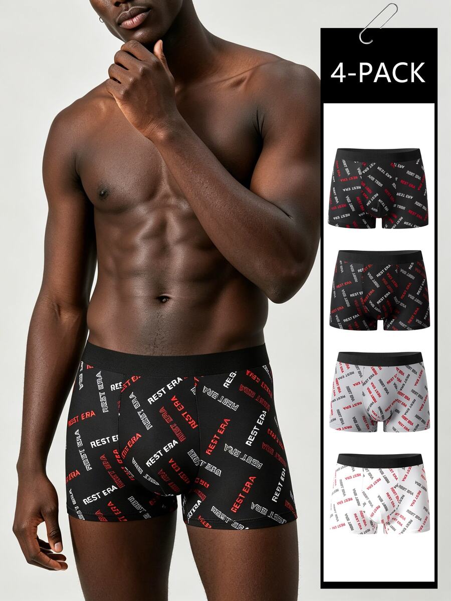 Rest Era سروال داخلي رجالي مطبوع 4 قطع - متعدد الألوان - مشاهدة 1
