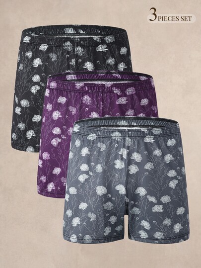 EverLounge Men's Floral Allover Print 3 Pieces Set