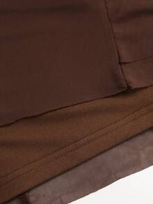 Sweetra Y2K Sexy Off-Shoulder Ruffle Hem Asymmetrical Hemline Versatile Elegant Commute Dress - Coffee - View 5