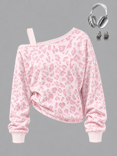 Tween Girls Digital Print Diagonal Shoulder Strap Fashion Sweatshirt, Suitable For Autumn/Winter, Casual And Comfortable, Fashionable Casual Wear, Graphic Design, Style, Suitable For Outings, Outdoor Sports, Back To School, Autumn, Back To School Party