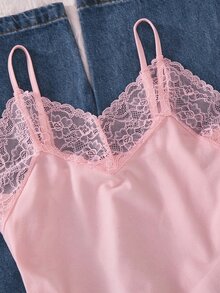 SHEIN Sparklyn 3件組青少年女孩復古可愛Y2K街頭風字母印花拼色細肩帶無袖短版背心上衣，夏季校園Sixth Form白色 - 粉色 - 查看 7
