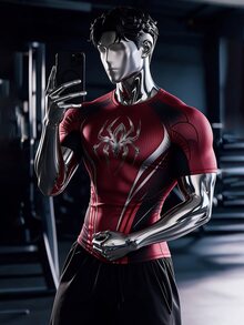 Gym Rark 男士蜘蛛印花插肩袖短袖運動T恤 - 彩色 - 查看 4