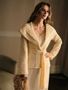 MOTF PREMIUM AUTUMN/WINTER WOMEN'S WHITE CARDIGAN, ELEGANT AND SOPHISTICATED - Apricot - View 7