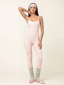SHEIN BAE Women's Criss-Cross Back Design Spaghetti Strap Sports Jumpsuit - Baby Pink - View 8
