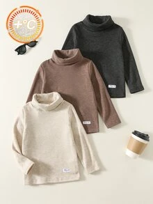 SHEIN 3件裝小男孩T恤，男孩童裝，開學首日穿搭，兒童婚禮賓客裝，Glamorique Kids - 彩色 - 查看 3