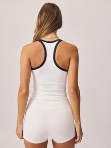 Aralina Leisurewear Contrast Singlet Perfect For Activewear Outfits For Summer And Airport Outfit For Women - Black and White - View 3