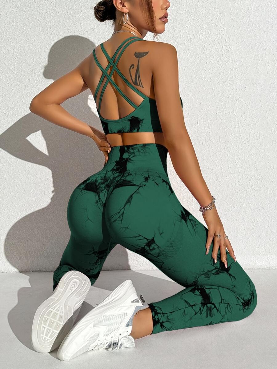 StreetHx Women's Seamless Casual Daily Wear Sports Tight Leggings - Dark Green - View 1