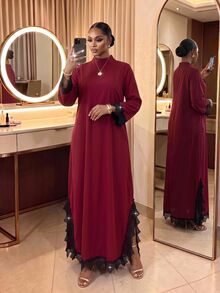 SHEIN Lady CURVE Plus Size Dresses - Redwood - View 3