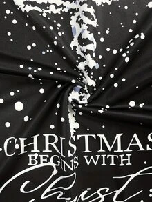 Bytebia Bytebia 女款聖誕圓領長袖 T 恤休閒針織上衣，雪花印花 - 杏色 - 查看 3
