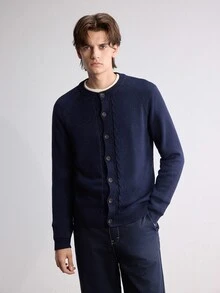 RONVEXI Men's Solid Color Casual Versatile Daily Wear Cardigan - Multicolor - View 4