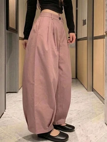 DAZY 女款素色休閒百搭日常穿著長褲 - 粉色 - 查看 2
