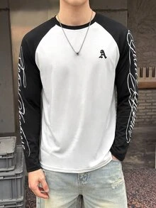 SHEIN 青少年男孩休閒長袖T恤，運動街頭龐克搖滾學院風，適合日常出遊、派對、音樂節，適穿春夏 - 彩色 - 查看 5