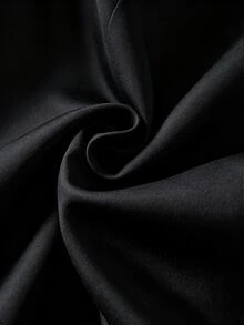 GlowEve CURVE Plus Size Women's Solid Color Round Neck Patchwork Ruffle Waist Tie Elegant Blouse - Black - View 5