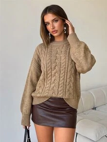Aloruh Women Sweaters,Autumn,Winter - Khaki - View 1
