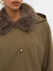 Maija Women's Plush Patchwork Casual Versatile Daily Outing Long Sleeve Jacket,Going Out Outfis - Khaki - View 8