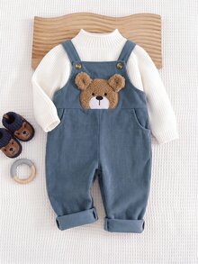 Newborn Baby Cartoon Pattern Casual Daily One-Piece Long Pants - Royal Blue - View 1