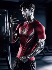 Gym Rark 男士蜘蛛印花插肩袖短袖運動T恤 - 彩色 - 查看 5