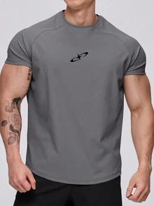 Gym Rark 男士休閒百搭日常旅行運動T恤 - 深灰色 - 查看 3
