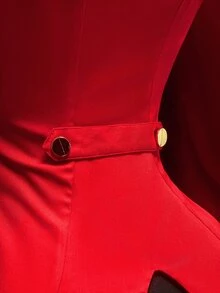SHEIN ICON Elegant långärmad jacka för kvinnor i plus size med tofsdekor, höst - Röd - Visa 9