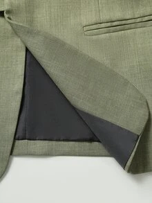 Manfinity Mode Women's Solid Color Long Sleeve Jacket And Pants Casual Commute Suit Set - Army Green - View 6