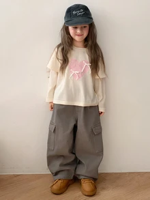 Dazy Kids 女童秋季圓領針織短袖T恤 夏季 - 米色 - 查看 6