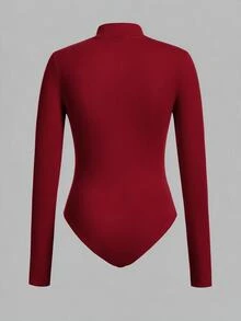 SHEIN EZwear 女款兩件套立領長袖連身衣，多色針織，適合冬季 - 彩色 - 查看 5
