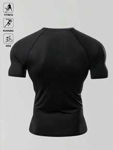 Acti Log Men's Plus Size Crew Neck Casual Daily Wear Sports T-Shirt - Black - View 2