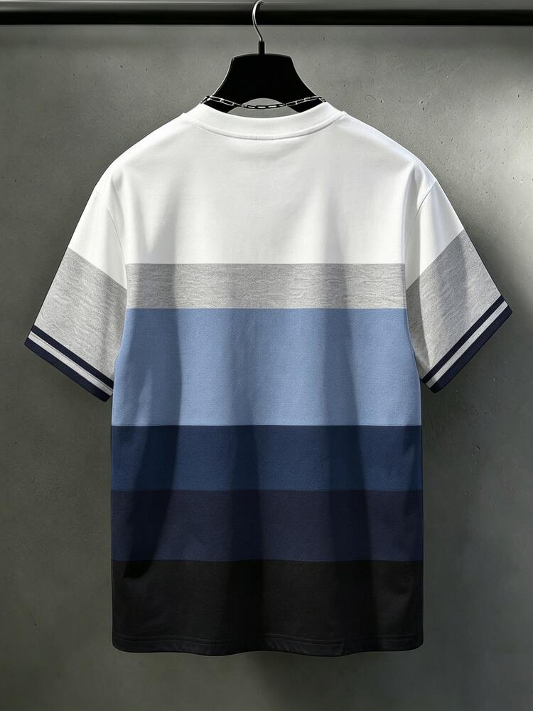 Manfinity Homme Men's Casual Comfortable Top, Plus Size Men's Fashion T-Shirt, Men's Elegant Versatile Top Outfit - Multicolor - View 2