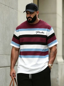 Manfinity Homme 鴨子圖案腹肌印花設計 男士時尚夏季休閒運動上衣 - 酒紅色 - 查看 3