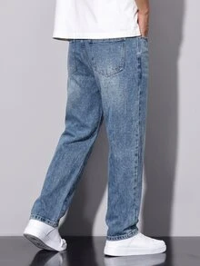 QuarKem Men's Streetwear Casual Light Blue Denim Jeans - Light Wash - View 2