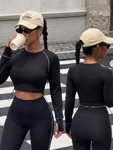 Muchica Women Sports Sweatshirts - Black - View 2