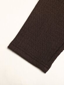 SHEIN 青少年女孩純色長袖運動衫與緊身褲休閒日常套裝 - 棕色 - 查看 9