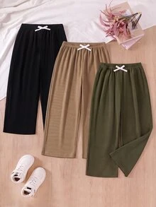 SHEIN Young Girl Solid Color Casual Versatile Daily Wear Sweatpants 3pcs/Set - Multicolor - View 1