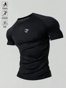 Acti Log Men's Plus Size Crew Neck Casual Daily Wear Sports T-Shirt - Black - View 4