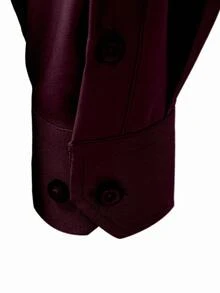 Manfinity Mode Men's Solid Color Single-Breasted Casual Long Sleeve Shirt (No Positioning), Formal - Purple - View 5