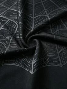 GymBeat Men's Plus Size Spider Pattern Casual Daily Wear Sports T-Shirt - Black - View 4