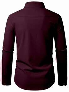 Manfinity Mode Men's Solid Color Single-Breasted Casual Long Sleeve Shirt (No Positioning), Formal - Purple - View 2