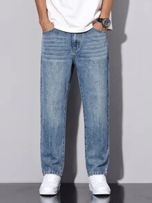 QuarKem Men's Streetwear Casual Light Blue Denim Jeans - Light Wash - View 4