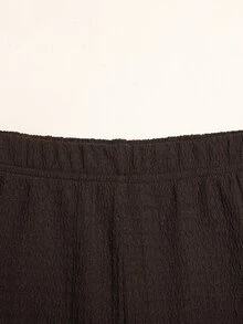 SHEIN 青少年女孩純色長袖運動衫與緊身褲休閒日常套裝 - 棕色 - 查看 8
