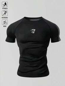 Acti Log Men's Plus Size Crew Neck Casual Daily Wear Sports T-Shirt - Black - View 7