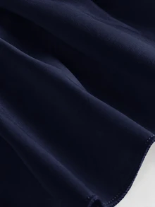 SHEIN MOD 女款白色露肩前綁帶抓皺胸前上衣，長喇叭袖荷葉邊下擺上衣，優雅文藝復興復古茶會夏季服飾 - 藏蓝色 - 查看 4