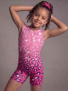2026 New Leopard Print Round Neck Tank Top Style Sports Romper, Suitable For Dance Practice, Gymnastics Training, Outdoor Activities - Purple - View 5