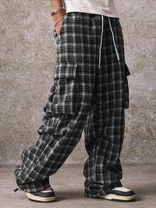 ROMWE MEN Men's Autumn/Winter Plaid Sports Cargo Pants - Multicolor - View 5