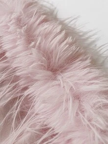 Maweii Plus Size Pink Sexy Fur Collar Sleeveless Spaghetti Strap Bodycon Slimming Dress - Pink - View 8